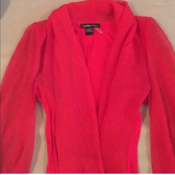 Red sheer blouse bodysuit - Picture 2 of 3